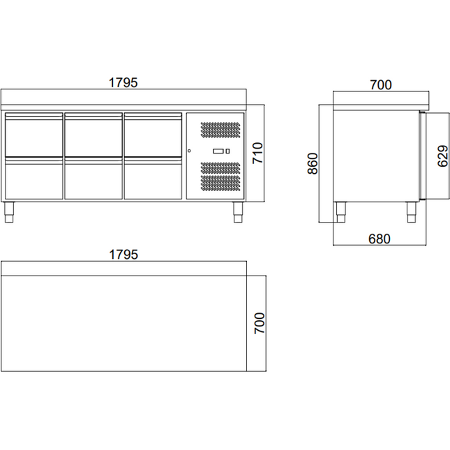 Commercial Refrigerated Counter 6 Drawers Depth 700mm |  6 Drg31 V