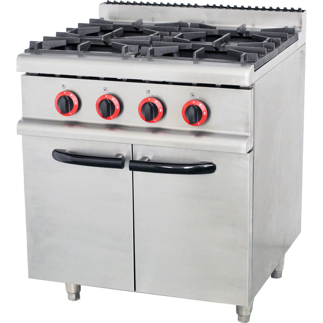 Commercial Gas Range With Cabinet 4 Burners 16k W 700x700x900mm|  70 Qa4 Ms