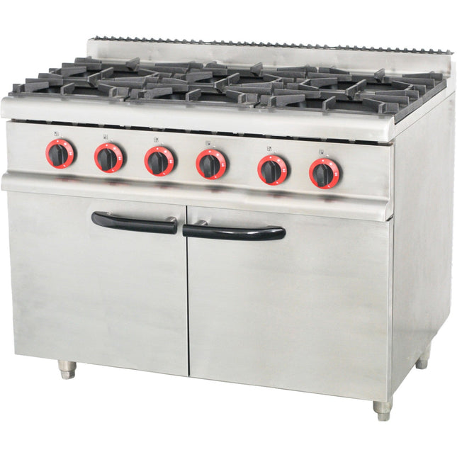 Commercial Gas Range With Cabinet 6 Burners 24k W 1050x700x900mm|  70 Qa6 Ms