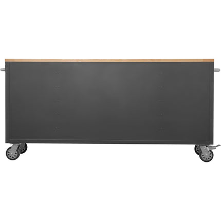 Heavy Duty Steel Rolling Tool Chest With Wooden Worktop 15 Drawers 1978x485x908mm Black | 722038 Ablack