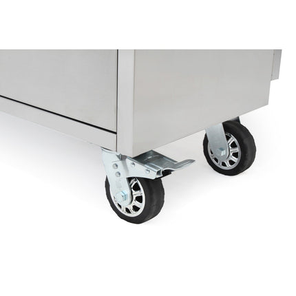 Heavy Duty Steel Rolling Tool Chest With Wooden Worktop 15 Drawers 3 Overhead Cabinets 1978x510x1828mm Stainless Steel | 722038 Apsilver