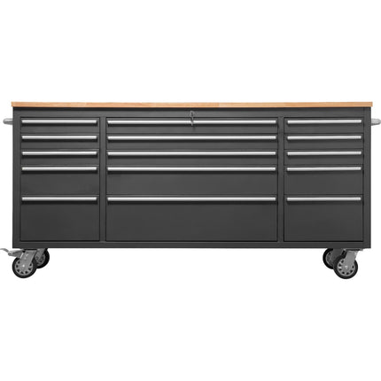 Professional Black Steel Rolling Tool Cabinet 15 Drawers 1826x486x905mm |  722038 A