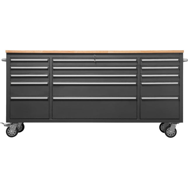 Professional Black Steel Rolling Tool Cabinet 15 Drawers 1826x486x905mm |  722038 A