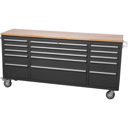 Professional Black Steel Rolling Tool Cabinet 15 Drawers 1826x486x905mm |  722038 A
