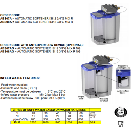 Commercial Automatic Water Softener Chronometric Isi Vessel 12 Litres |  Abs07 Ag