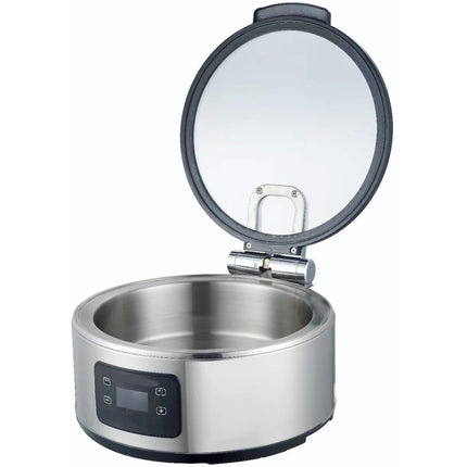 Chafing Dish Electric Heating Round Glass Lid Stainless Steel 6 Litres |  Acfd6 L01