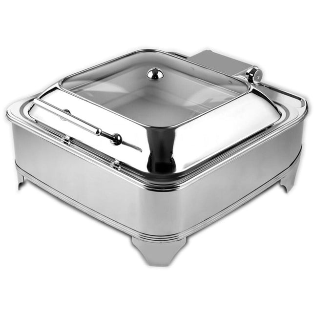 Chafing Dish Electric Heating Gn2/3 Glass Lid Stainless Steel 5.5 Litres |  Ad3202