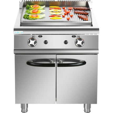 Professional Gas Griddle With Cabinet Base 9.2k W Smooth/Ribbed 700mm Depth |  Adx706