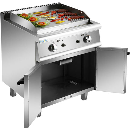 Professional Gas Griddle With Cabinet Base 9.2k W Smooth/Ribbed 700mm Depth |  Adx706