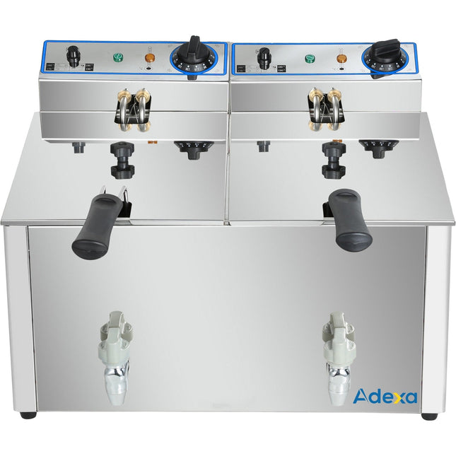 Commercial Electric Deep Fryer Countertop Double Tank 2x8 Litres 530x450x360mm |  Afr004