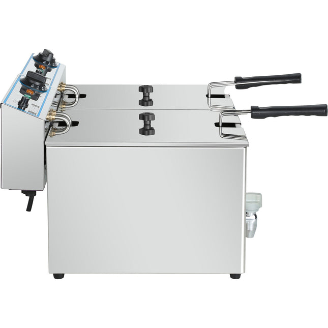 Commercial Electric Deep Fryer Countertop Double Tank 2x10 Litres 530x490x360mm |  Afr008