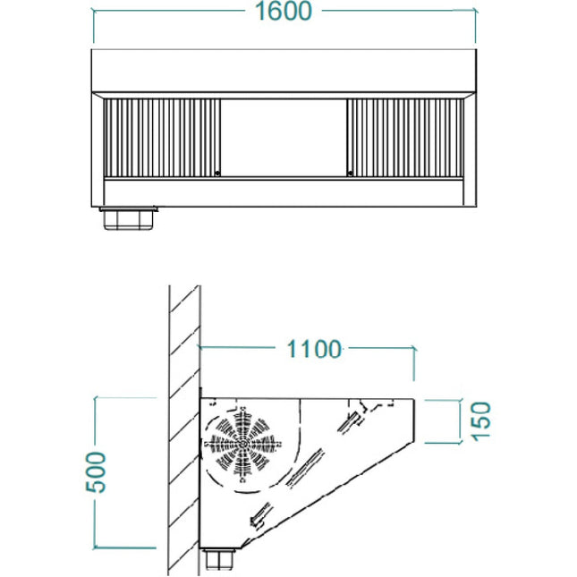 Commercial Extraction Canopy With Filter, Range Hood, Fan, Lights &Amp; 4 Speeds 1600mm |  Ap238 Ps8763 D