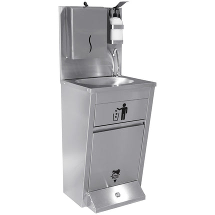 Handwash Station With Waste Basket &Amp; Napkin Dispenser &Amp; Soap Dispenser Holder Foot Operated Stainless Steel Height 1350mm |  Ayk002