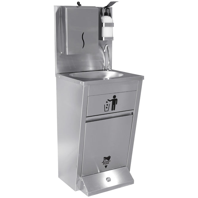 Handwash Station With Waste Basket &Amp; Napkin Dispenser &Amp; Soap Dispenser Holder Foot Operated Stainless Steel Height 1350mm |  Ayk002