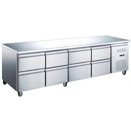 Professional Low Refrigerated Counter / Chef Base 8 Drawers 2230x700x650mm |  Ugn4180