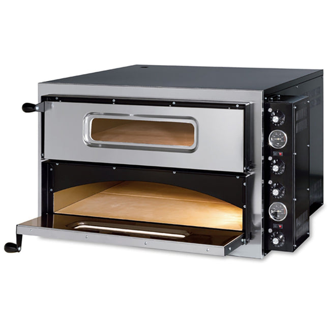 Italian Electric Pizza Oven Thermometer 2 Chambers 700x700mm Capacity 4+4 Pizzas At 13&Quot; | Xts Basic44