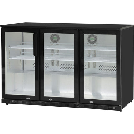 Back Bar Cooler 3 Hinged Doors 300 Litres Black |  Bbc3