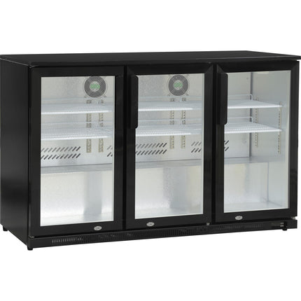 Back Bar Cooler 3 Hinged Doors 300 Litres Black |  Bbc3