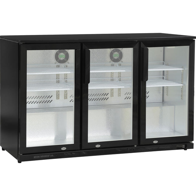 Back Bar Cooler 3 Hinged Doors 300 Litres Black |  Bbc3