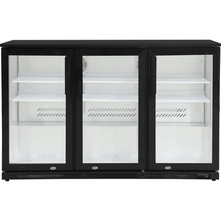 Back Bar Cooler 3 Hinged Doors 300 Litres Black |  Bbc3