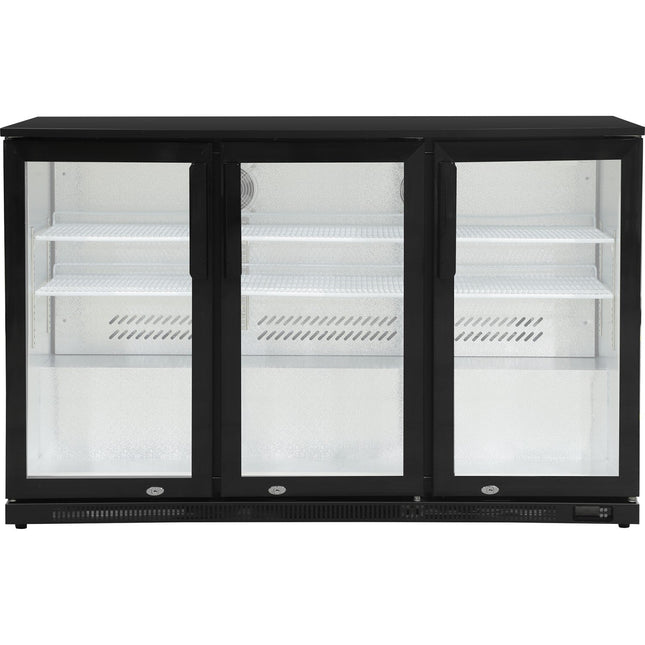 Back Bar Cooler 3 Hinged Doors 300 Litres Black |  Bbc3