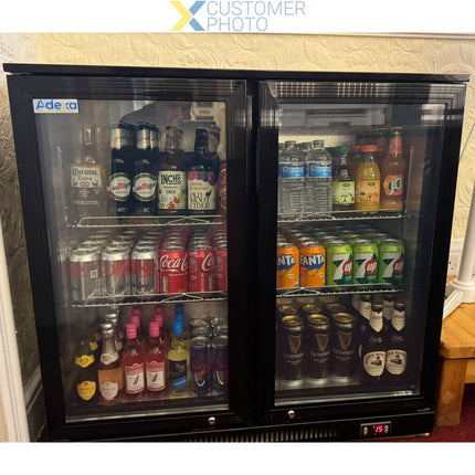 Back Bar Cooler 2 Hinged Doors 220 Litres Black |  Bc02 Pp