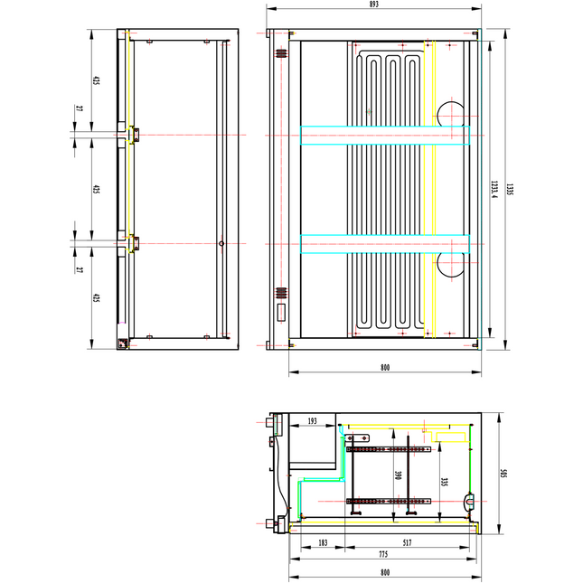 Back Bar Cooler 3 Sliding Doors 300 Litres Black |  Bc03 Ps