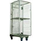 Commercial 4 Sided Roll Cage Trolley Foldable Zinc Plated Steel 500kg Capacity 725x850x1900mm | Bhk07