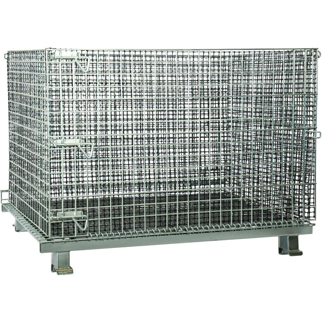 Commercial Heavy Duty Wire Mesh Stillage Collapsible &Amp; Stackable Zinc Plated Steel 500kg Capacity 1200x1000x890mm | Bhk34