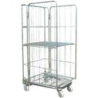 Commercial 3 Sided Roll Cage Trolley Foldable Zinc Plated Steel 500kg Capacity 830x725x1720mm | Bhk93