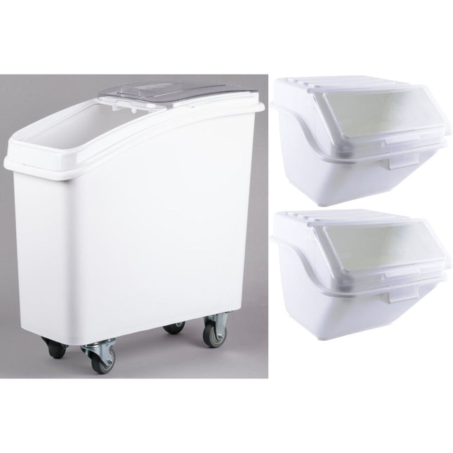 Ingredient Bin Combo 1x80 Litres Mobile &Amp; 2x10 Litres Regular Transparent Lid |  Bcomb2
