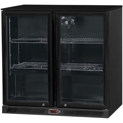 Back Bar Cooler 2 Sliding Doors 220 Litres Black |  Blbc02 Ps
