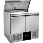 Commercial Saladette Counter Refrigerator 2 Door With Prep Top 240 L Stainless Steel 900x700x850mm | Blueinox28