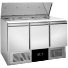 Commercial Saladette Counter Refrigerator 3 Door With Prep Top 368 L Stainless Steel 1365x700x850mm | Blueinox30