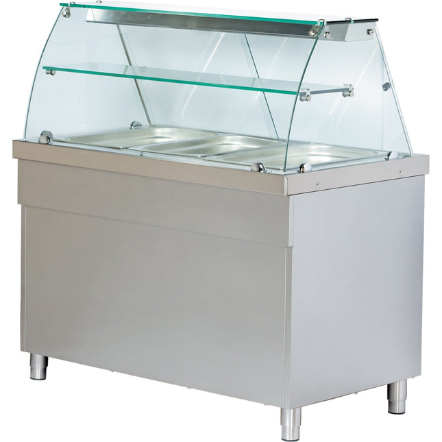 Professional Bain Marie Showcase With Open Cupboard 3x Gn1/1 |  Cbe711