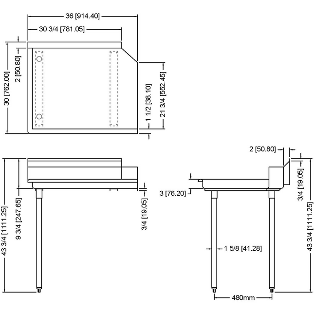 Commercial Stainless Steel Pass Through Dishwasher Table Left 914mm Width |  Cdt36 L
