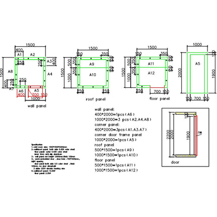 Cold Room Panels 1500x1500x2200mm | Cfrpanel151522