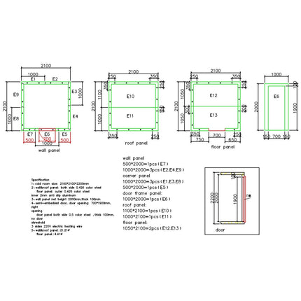 Cold Room Panels 2100x2100x2200mm | Cfrpanel212122