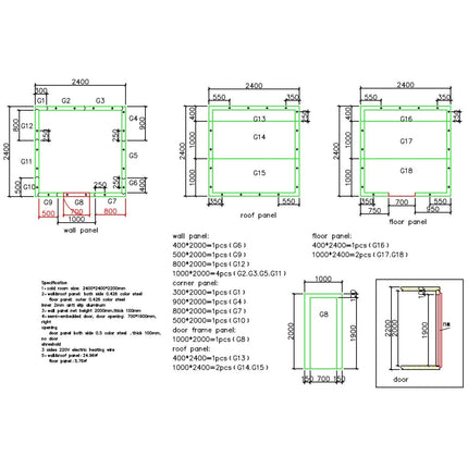 Cold Room Panels 2400x2400x2200mm | Cfrpanel242422