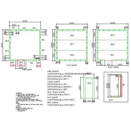 Cold Room Panels 3000x3000x2200mm | Cfrpanel303022