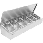 Commercial Condiment Holder With Lid Including 6x Gn1/4 150mm Containers Stainless Steel |  Che06 Adfl