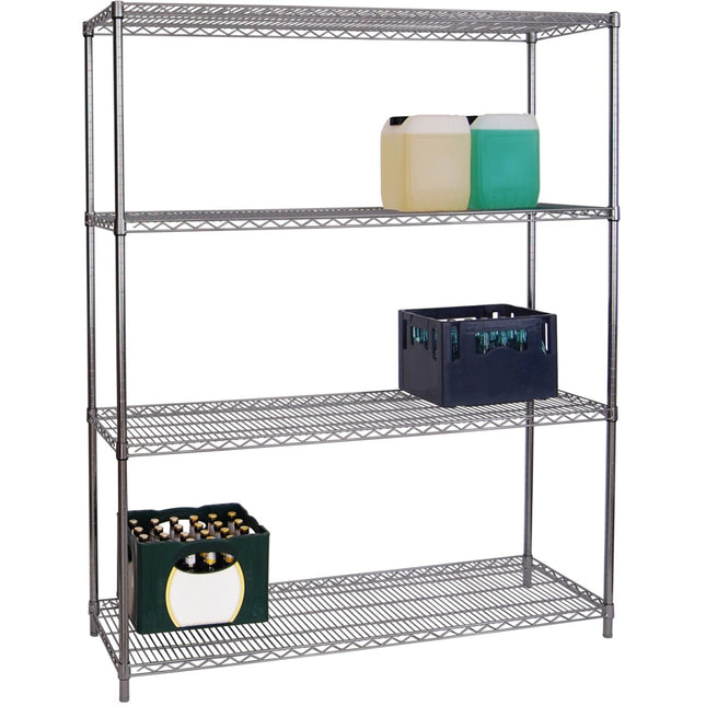 Commercial Shelving Unit 4 Tier 1000kg Width 1500mm Depth 450mm Chrome Wire |  Cr15045180 A4