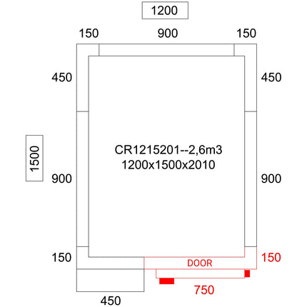 Cold Room With Cooling Unit 1200x1500x2010mm Volume 2.6m3 |  Cr1215201