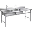 Commercial Double Sink Stainless Steel 1400x600x900mm 2 Bowl Left Splashback |  Dbs14060 Left