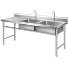 Commercial Double Sink Stainless Steel 1400x600x900mm 2 Bowl Right Splashback |  Dbs14060 Right