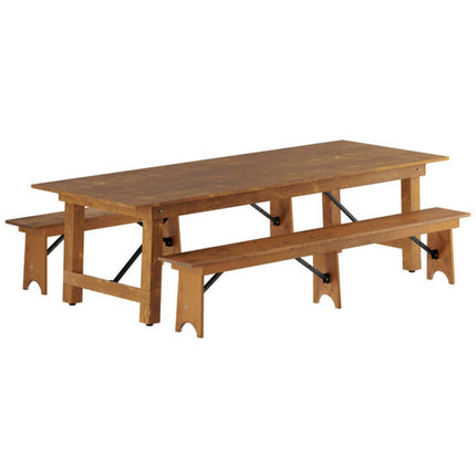Vineyard Folding Bench 8ft Pine Wood 2400x300x457mm |  Dgw00339612. Minimum Pack of 2 order required