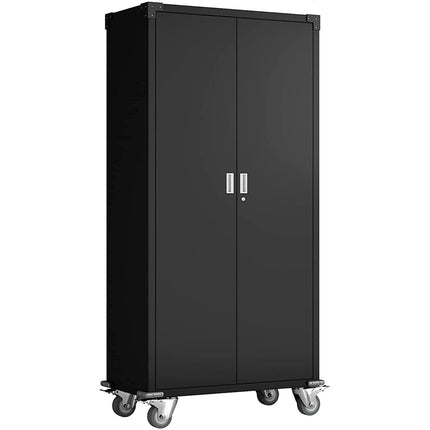 Commercial Storage Cabinet With Wheels Black 900x450x1880mm |  Dl17