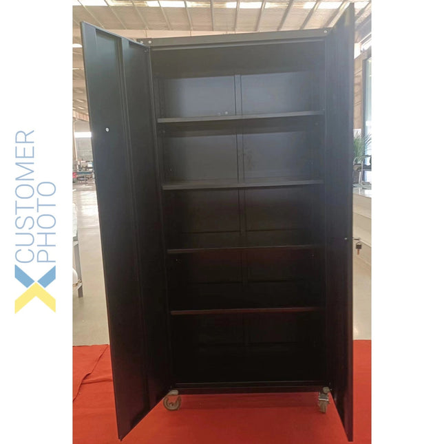 Commercial Storage Cabinet With Wheels Black 900x450x1880mm |  Dl17