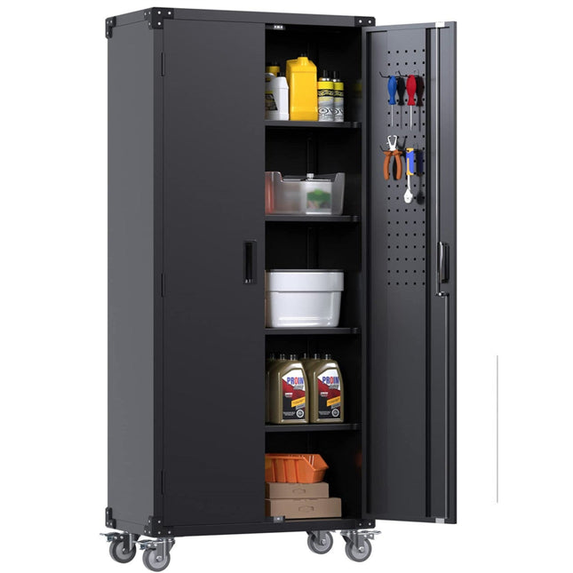 Commercial Storage Cabinet With Wheels Black 800x420x1820mm |  Dl18 X