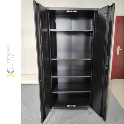 Commercial Storage Cabinet With Wheels Black 800x420x1820mm |  Dl18 X